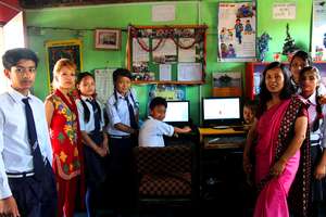 Grade 8 students with their teachers