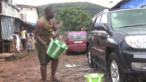 Retired soldier working at car wash