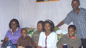 A mother with her six children.