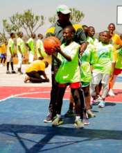 Kids in action during the clinic.