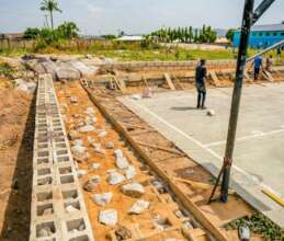 Seating area construction continues.