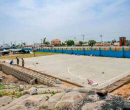 More pictures of basketball  court site.