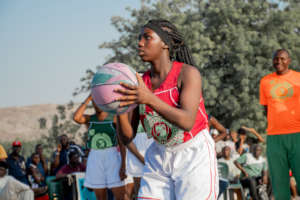Keeping her eyes on the prize. Free throw time.