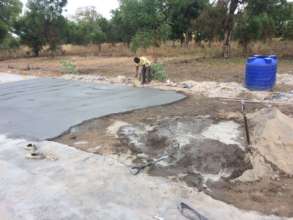 Work in progress on the basketball court.