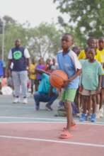 Make a free throw and win a pair of shoes.