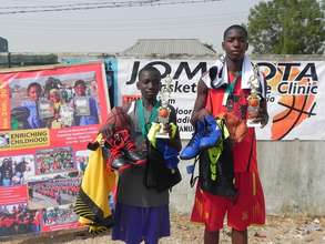 MVP and Most Improved Player with gifts and trophy