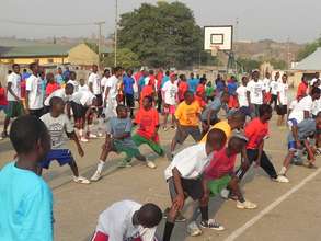 Kids warming up at the clinic