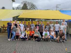Selling burgers for Blue Cross Brazil
