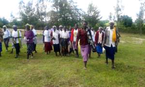 Grandmothers walking to the building site