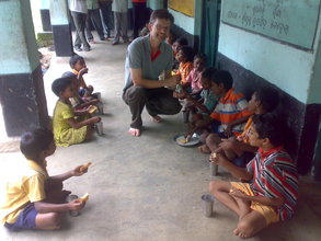 Hart sharing a laugh - Antapali school