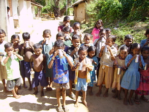 Children in Bolaranga-First Taste of Soymilk
