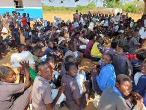 Donation of mosquito nets to children in Nyawa