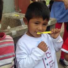Chapare school child with his first toothbrush