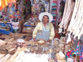 Bolivian woman at roadside market