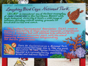 New educational signage for Laughing Caye