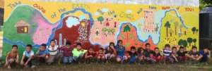 Kids of Medina with their finished mural.