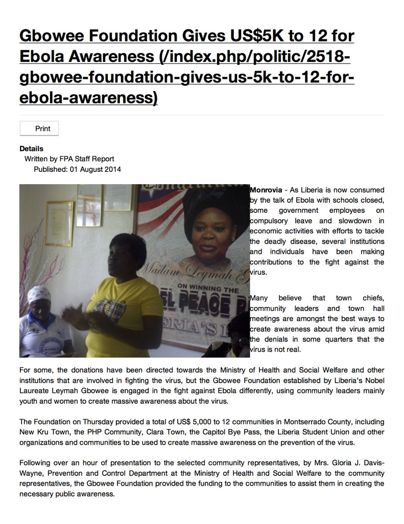 Equip Liberians to End Ebola