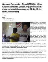FrontPage Africa Reports on GPFA Anti-Ebola Grants
