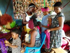 children at hairdressing saloon