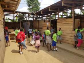 Students at semi-permanent classroom