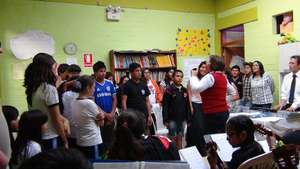 Maria Reina's juvenile chorus and orchesta visit