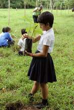 One of the schoolchildren at the Delicias primary