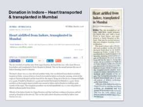 Donation in Indore, transplant in Mumbai