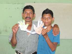 Children celebrating with their parents.