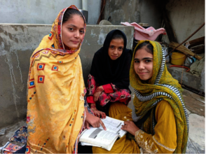 Zainab and her classmates studying together