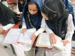 Girls preparing for annual exams