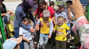 Children line up for the opening ceremoney