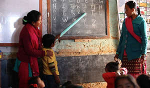 Children at a preschool in Kavre district