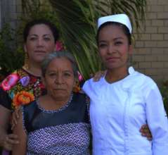 Naty with her mother and Adela Toledo.