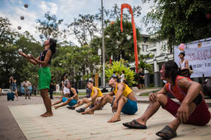 Phare Circus Performers Juggling for the Crowd