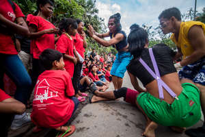 Phare Circus Performers Play with Anjali Students