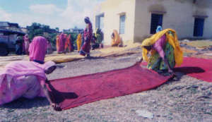 The Women SHGs making Hand Block Print fabrics