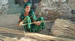 One of the SHGs member Making Bamboo Basket