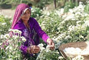 Reshma's happiness with flowers