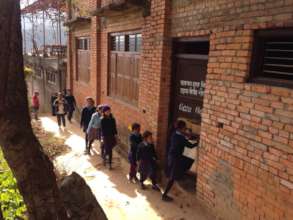 Students using toilet during break time