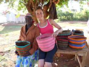 Basket weaving group with one of our volunteers.