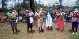 Young moms at food distribution program last week.