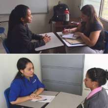 Las Claras being interviewed for Mi Primer Salario