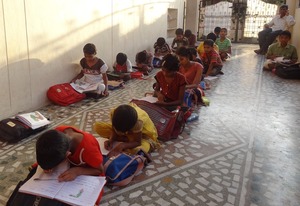Reading and writing.children exercising to books