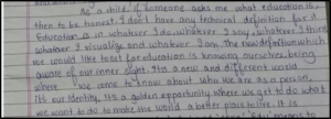 Definition of an Excellent Education by a student