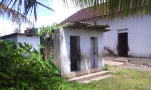 Girls toilets with sagging roof
