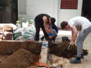 Hard at work building the sensory garden