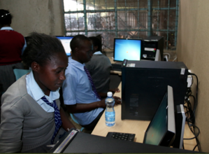 Students enjoying their new computer lab