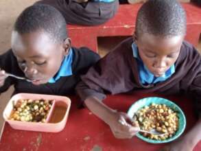 Pupils enjoy their lunch with added greens