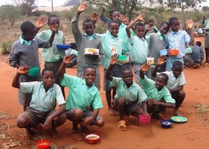Pupils enjoying their lunch.