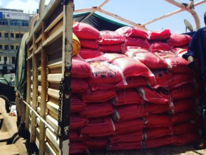 Bags of food loaded up for delivery to our schools
